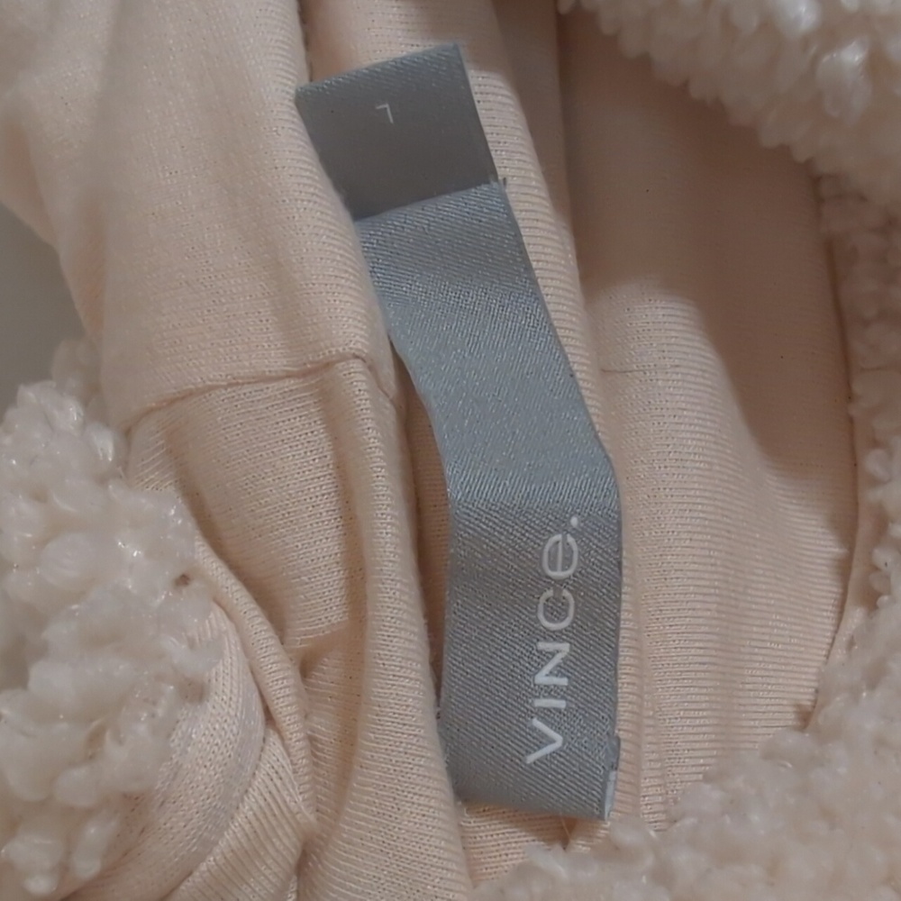 Vince Cream Sandlewood Sherpa Oversized Hooded Pullover Large - Picture 6 of 10